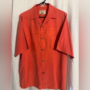 Bamboo Cay 100% Silk Fine Resort‎ Wear- Men’s Orange Shirt. Size L